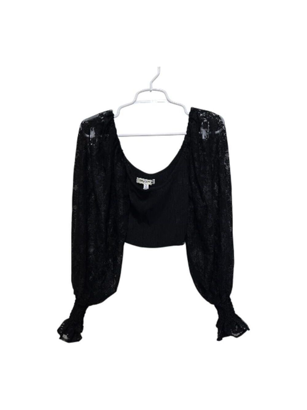 Urban Outfitters Lace Sleeve Crop Top Black Y2K Small